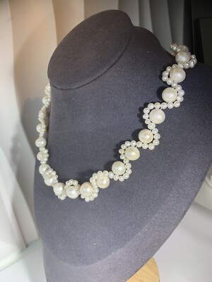 Natural Freshwater Pearl Necklace/Unique Design Cat Paw Lace Style/Hand Made