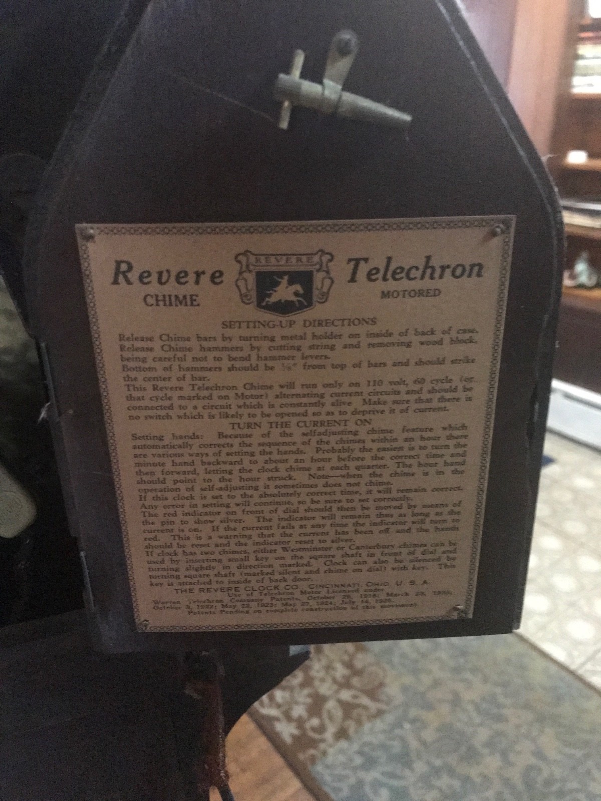 Grandmothers Clock, Antique, Revere, Westminster Chime, Telechron&nbsp; Motored