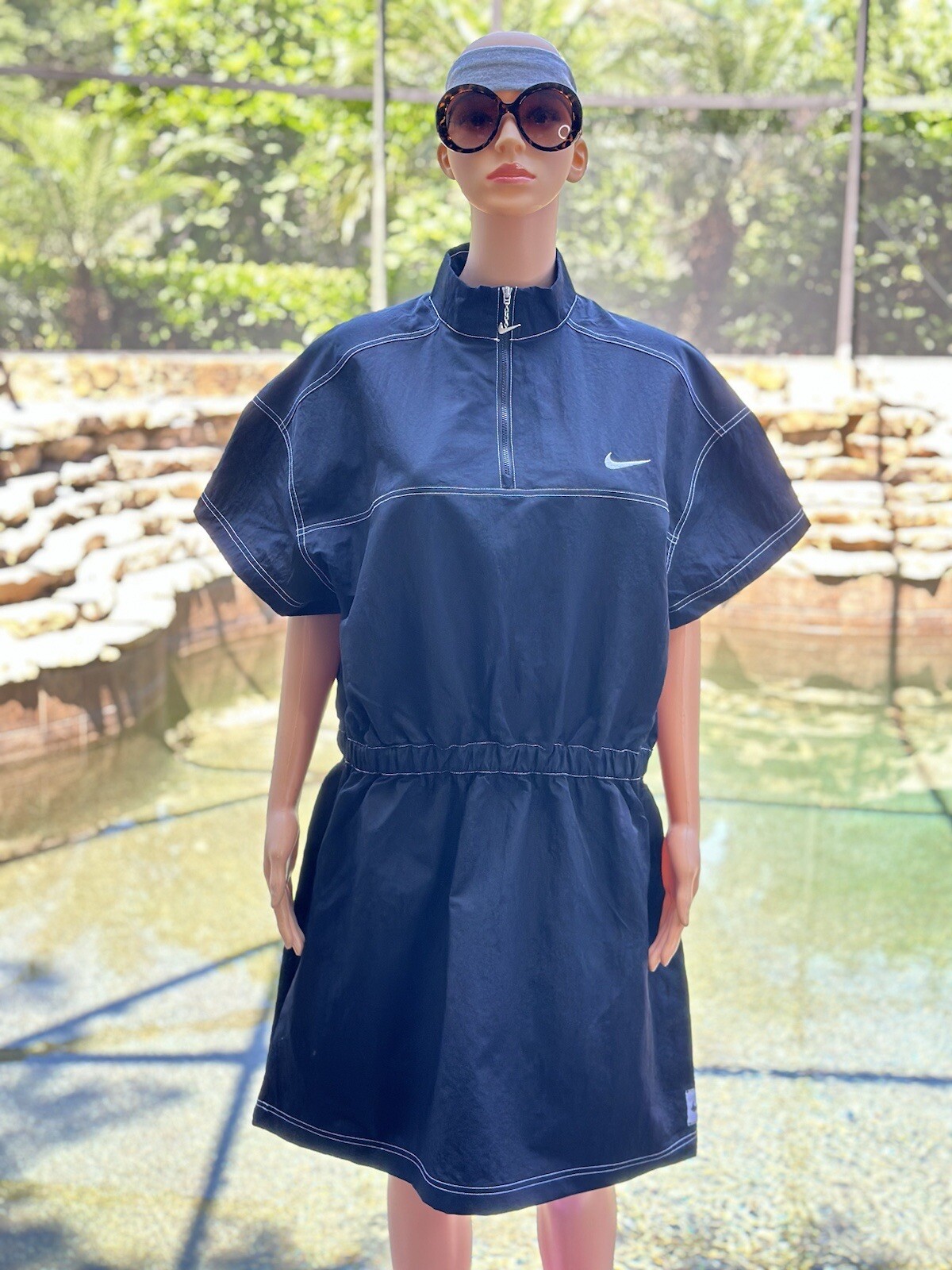 Nike Sportswear Swoosh Woven ¼-Zip Dress Black DM6197-010 Women's XL NWT |  eBay