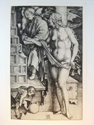 Kupfertiefdruck v. 1918. Der Traum des Doktors. Albrecht Dürer (1471-1528):