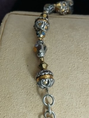 Brighton Womens Braclet, Beads And Stones  Silver And Gold Tone