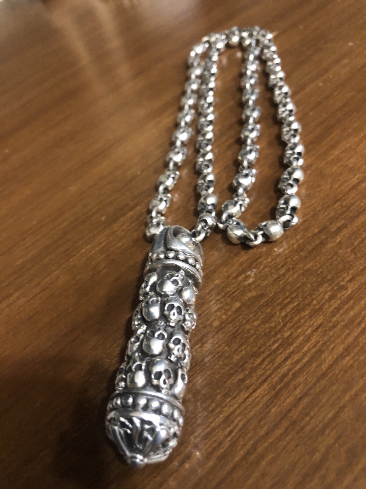 Lena K Chrome King Hearts Baby Bullet Skull Chain 26 Inch