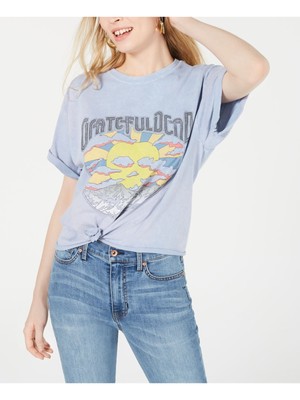 

TRUE VINTAGE Женская голубая футболка с коротким рукавом с принтом. Размер, Light blue