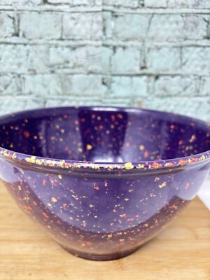Rachael Rachel Ray Confetti Purple Speckled Melamine Garbage Bowl 10'' Non Slip