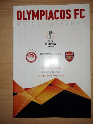 v OLYMPIAKOS ARSENAL 20/2/ 2020 EUROPA LEAGUE MATCH PROGRAMM PLUS