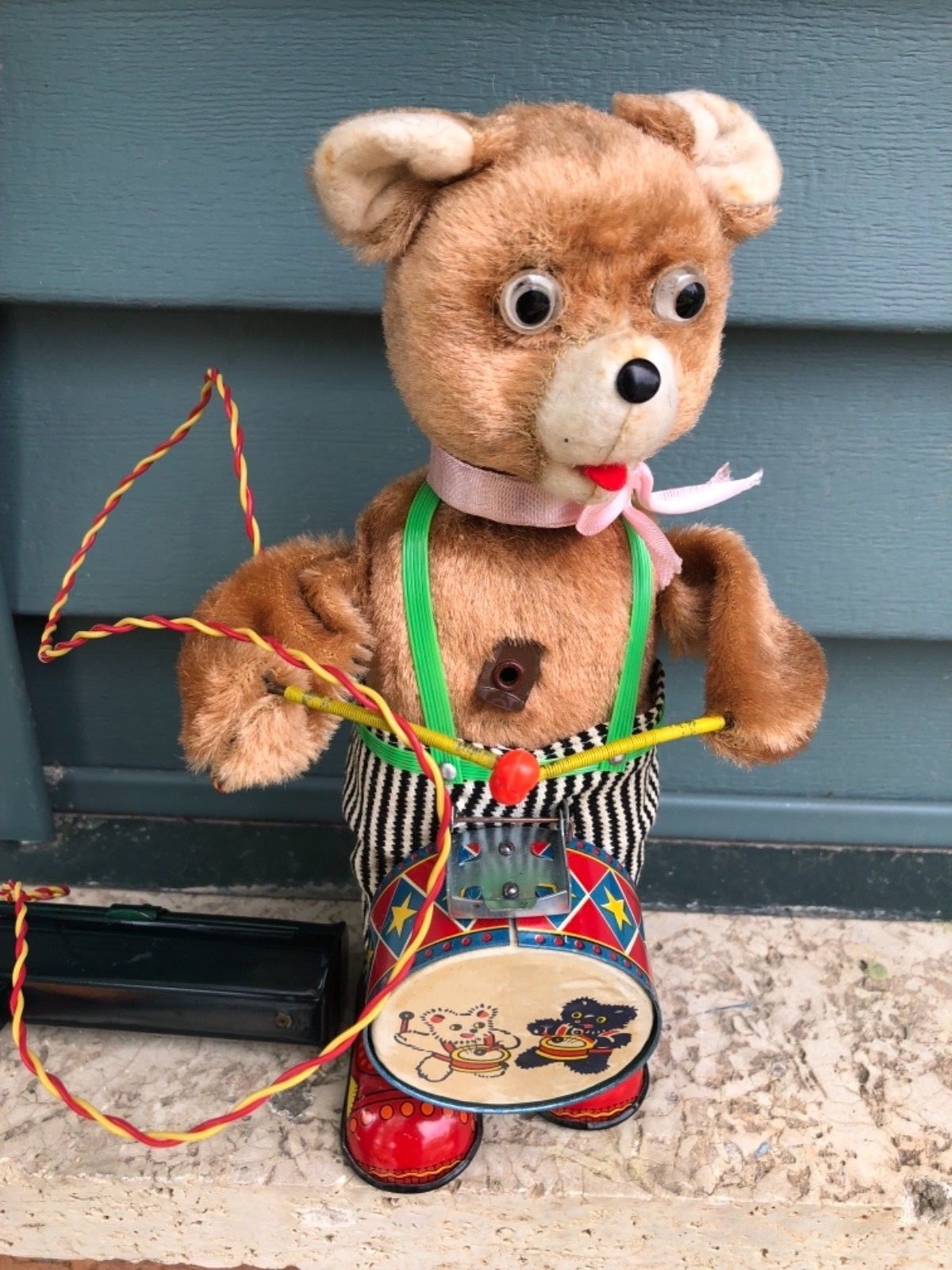 1950’s Cragstan Barney Bear The Drummer Boy Battery Operated Tin Toy with Box!