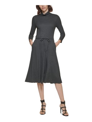 

CALVIN KLEIN Женское серое платье-свитер с рукавом 3/4 ниже колена Wear To Work Sweater Dress, Серый
