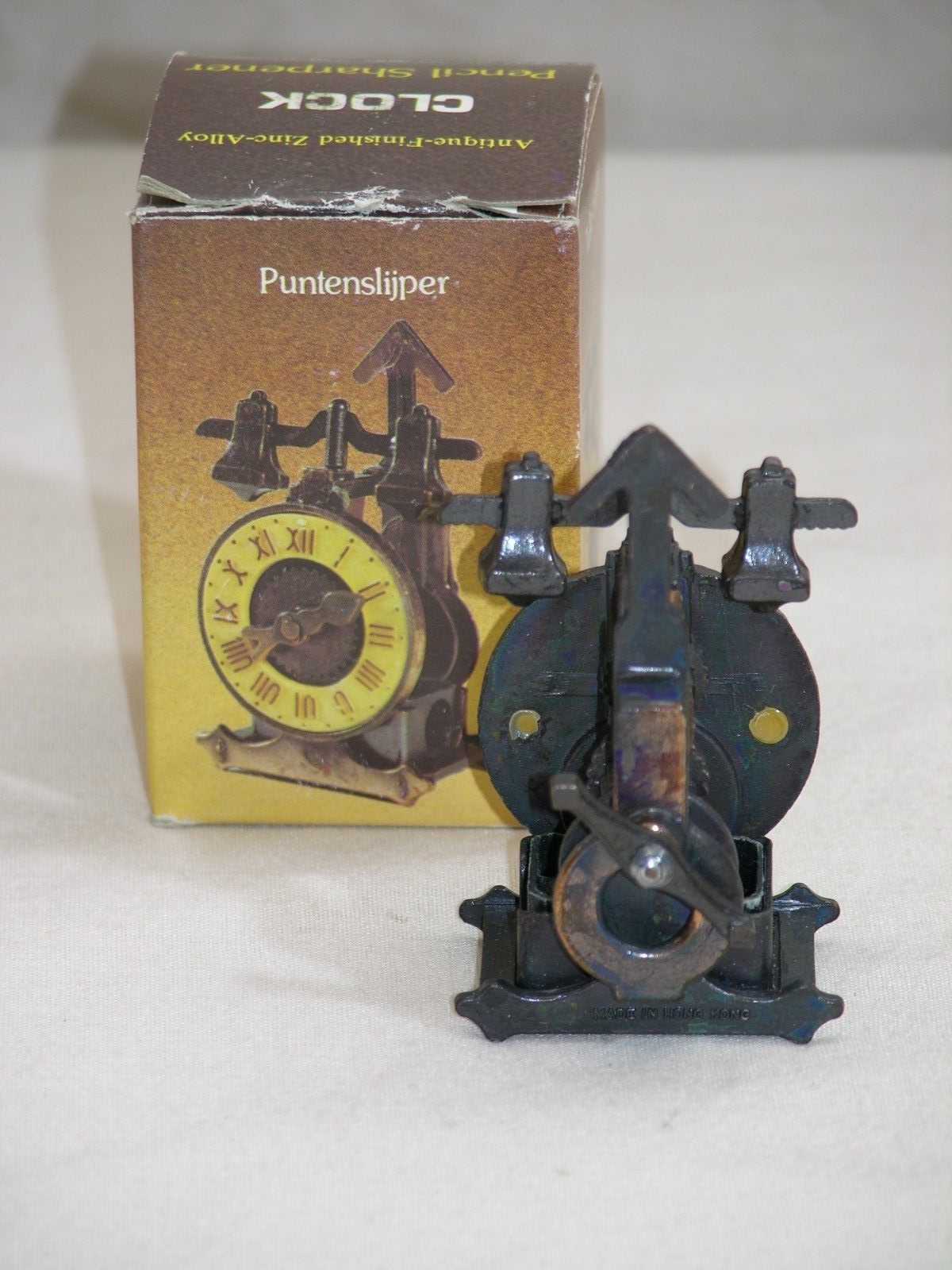 Miniature Replica Antique-Finish Clock Pencil Sharpener