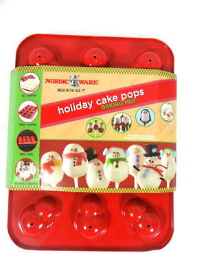 Nordic Ware Christmas Holiday Cake Pops Snowman Non-Stick Baking Pan Makes 12 