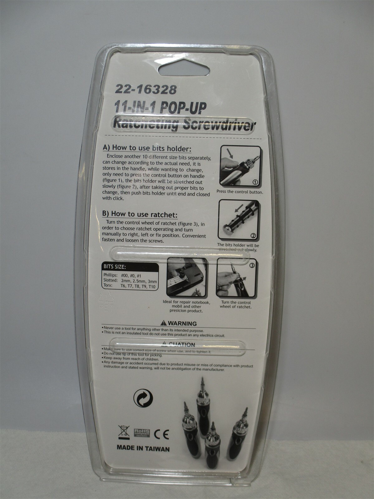 Duratool (GTT-145) Ratcheting Screwdriver with 11-in-1 Pop-Out Bit Storage