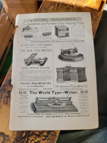Magazine Ads - 1888 - Writing Machines  from  The Century Illustrated Vol. XXXV 