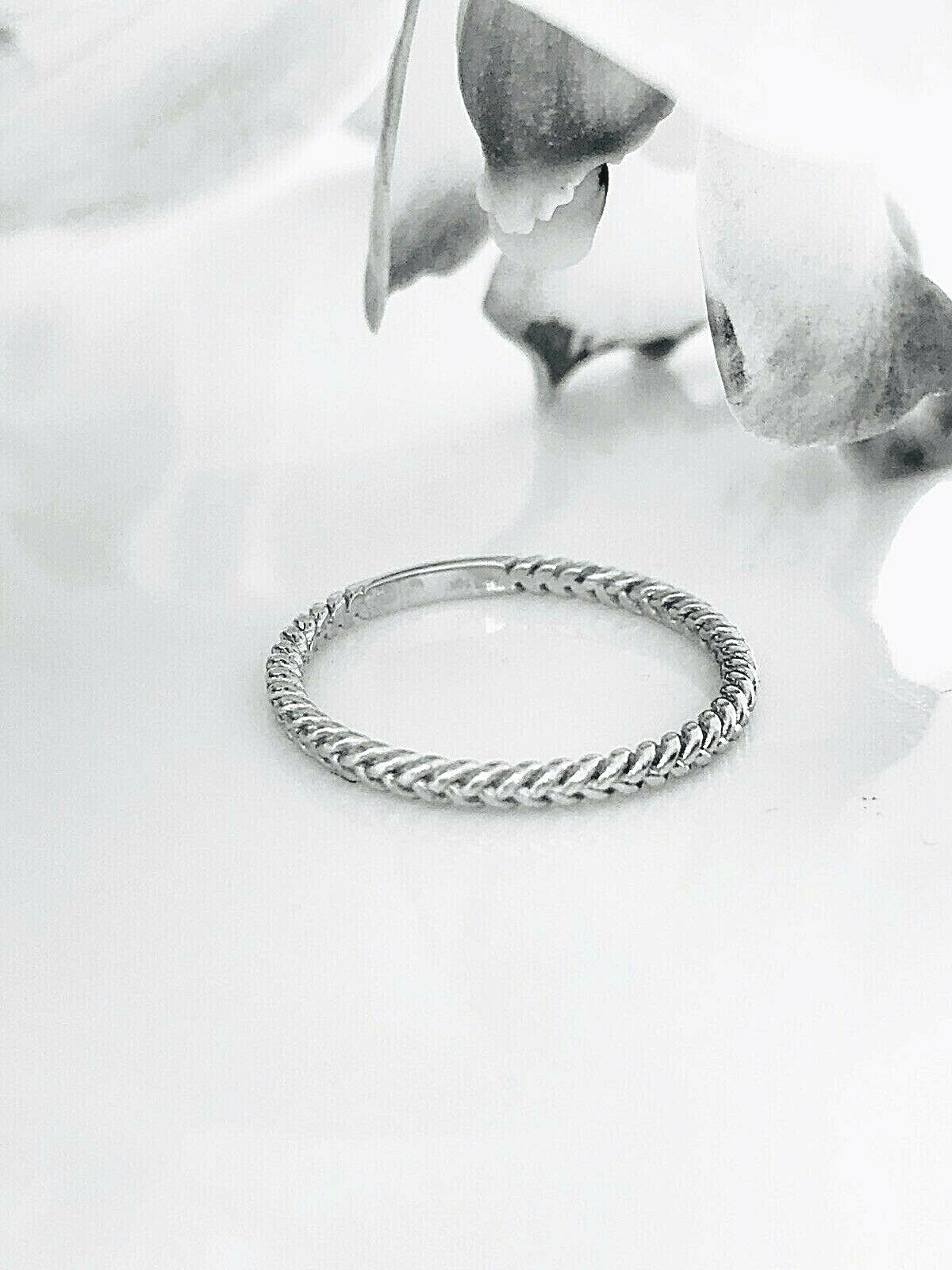 Pre-owned Jewelry By Paula 14k White Gold Twist Band Ring, Stacking Band, Midi Ring 2 Mm. Solid 14k Gold