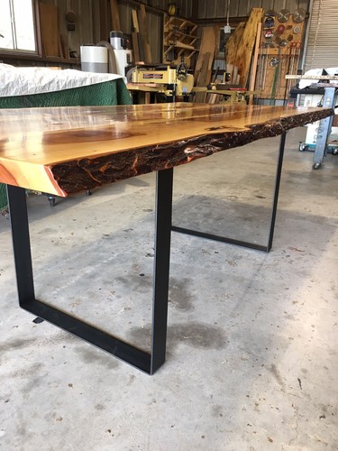 Solid Pecan Wood Live Edge Dining Conference Room Table