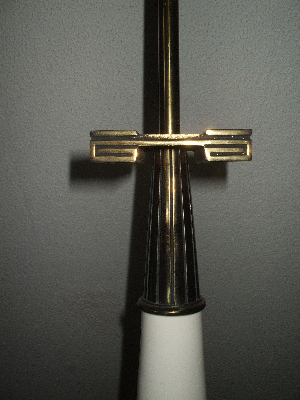 Pr. Stiffel Tommi Parzinger Lamps White Ceramic/  Brass Greek Key MCM