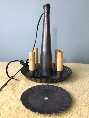 VINTAGE 1980’S BLACK TIN 4 “CANDLE” CEILING LIGHT(S), GREAT CONDITION