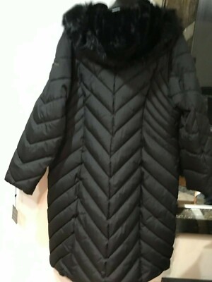 Pre-owned Laundry By Shelli Segal Laundry Shelli Segal Women's Winter Puffer Parka Hood Maxi Coat Jacket Size Xxl In Black
