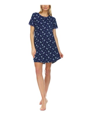 

FLORA Intimates Синяя ночная рубашка с кружевной отделкой и цветочным принтом, размер, Синий