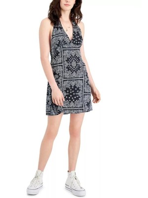 Женское короткое платье JUST POLLY NEW YORK с черным галстуком и открытой спиной на талии L