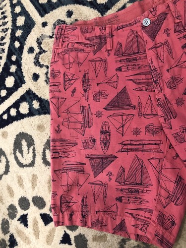 POLO RALPH LAUREN Pink Naval Tailors Print Straight Fit Shorts Pants Size 36 EUC