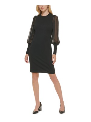 

DKNY Женское черное платье-футляр без подкладки с короткими рукавами и длиной до колена для работы на работу, Черный