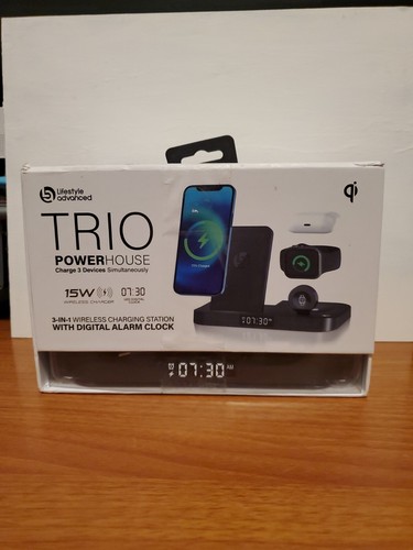 3-in-1 Qi Wireless Charging Station W/ Alarm Clock Apple Wat