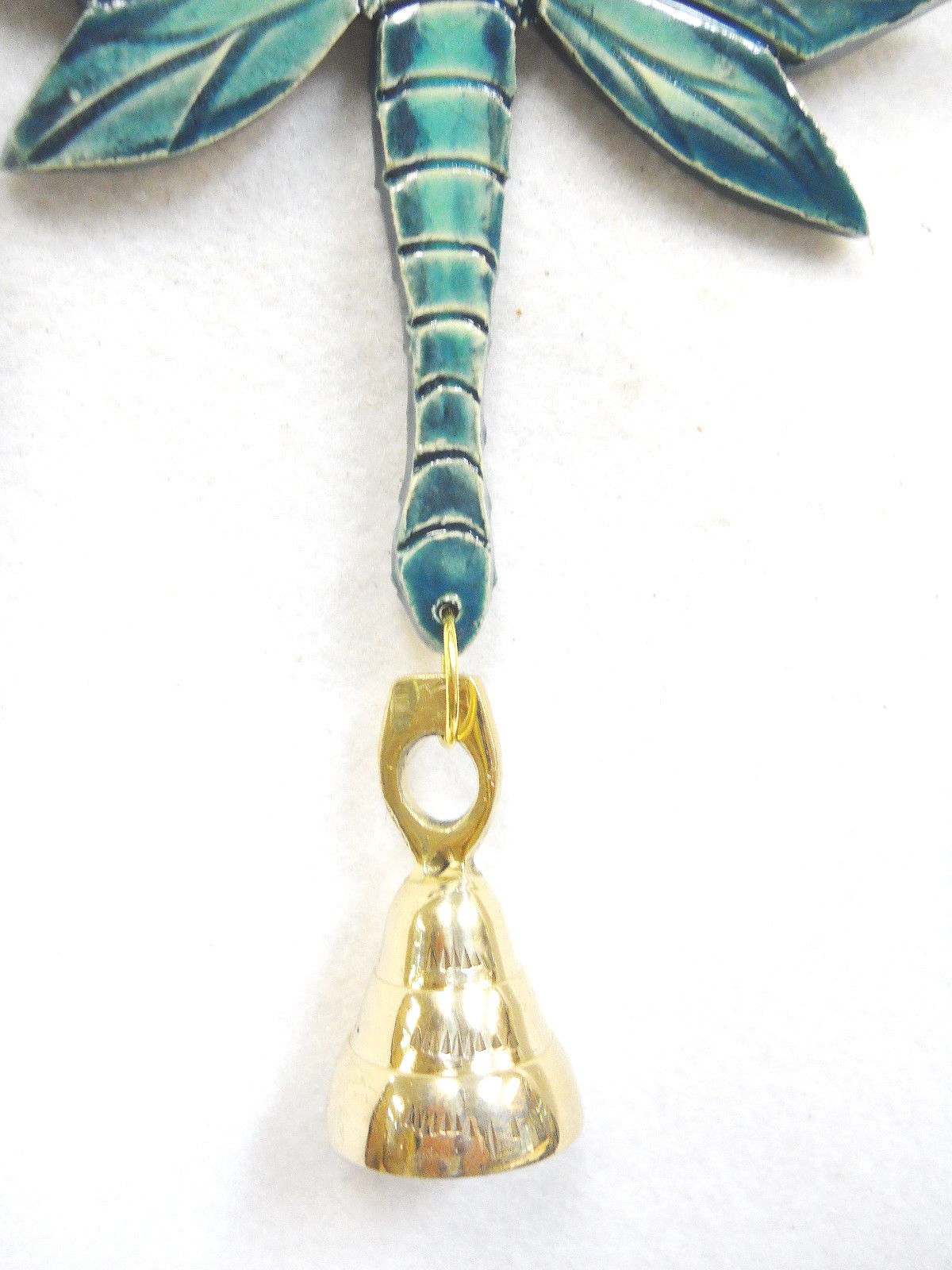 Dragonfly Bell Handmade Ceramic Tile Ornament, Mobile, Suncatcher Teal Blue 6