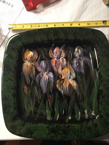 12”x12” beautiful “Iris” HAND PAINTED Platter