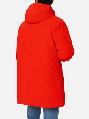 Pre-owned Mc2 Saint Barth Man Hooded Red Parka With Bandanna Lining