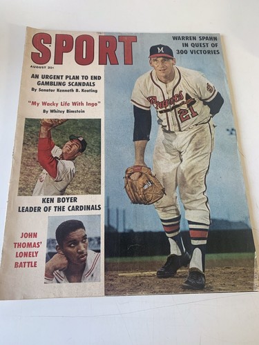 1961 AUG Sport Magazine baseball Warren Spahn, Milwaukee Braves, Ken Boyer