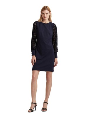 

RALPH LAUREN Женское темно-синее платье прямого кроя с рукавами выше колена на подкладке с манжетами, Navy