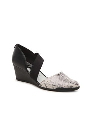 

Женские туфли-лодочки без шнуровки на танкетке AK SPORT Black Snake Stretch Tara с миндалевидным носком 10 м, Черный, 25034586