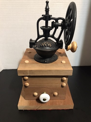 Coffee Grinder Coffee Bean Mill Hand Crank Black Antique Vintage Style Manual