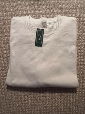 L.L.Bean White Cotton Cashmere Sweater Small ~NWT~