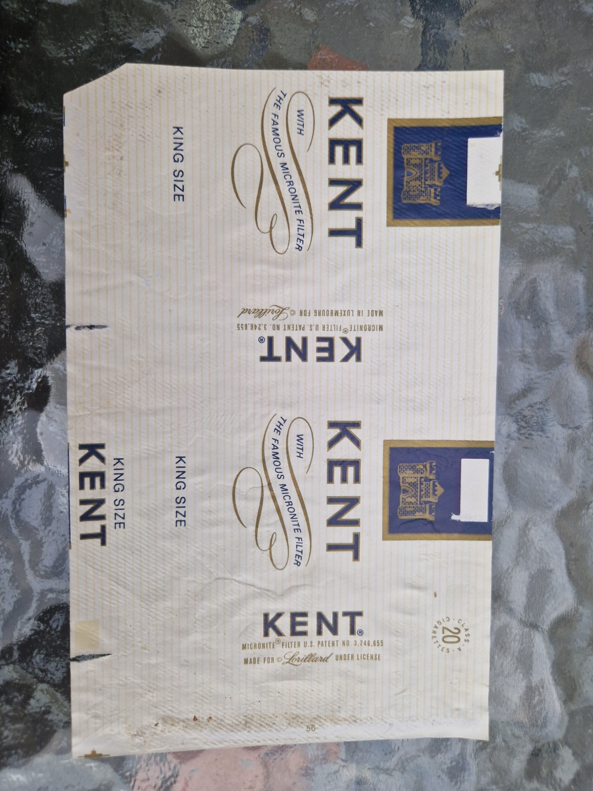 INCARTO PACCHETTO SIGARETTE VUOTO OLD CIGARETTES PACKET -- KENT