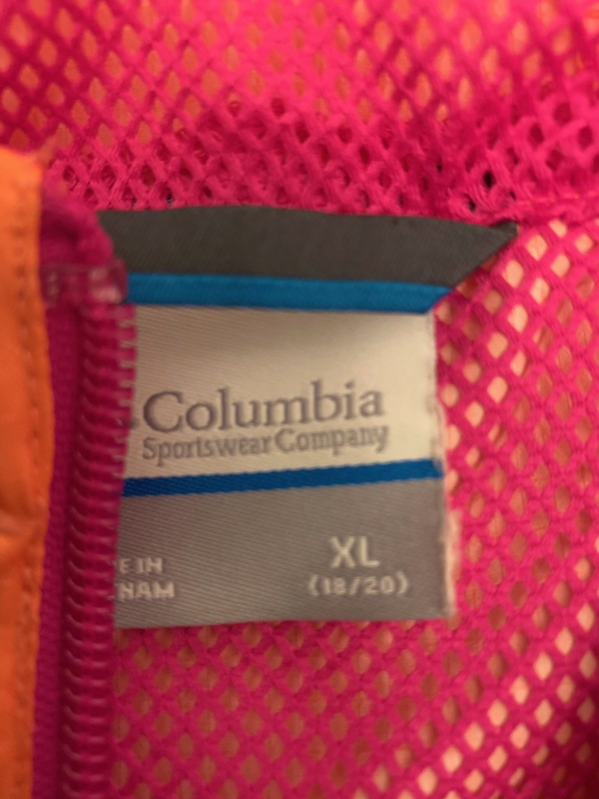 Columbia Rain Jacket Omni-Shield Windbreaker Pumpkin & Purple Youth XL 18 - 20