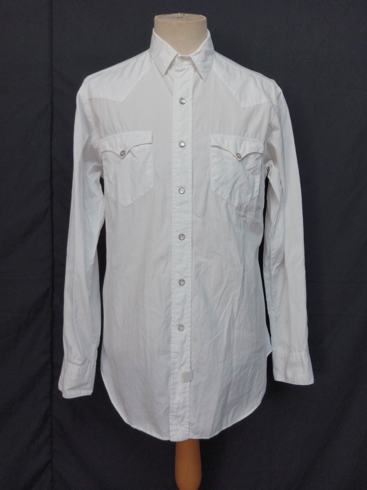 Vintage 80s Polo Ralph Lauren Pearl Snap White Cotton Men's