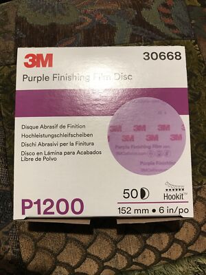 3M 30668 Abrasive Sanding Discs, 6 in Dia, 1200 Grit, Purple, 50 Discs