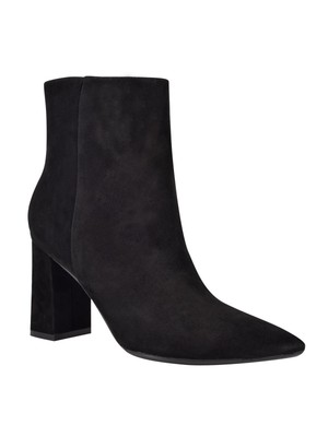 

Черные кожаные ботильоны NINE WEST Cacey на блочном каблуке 9x9 с подкладкой и застежкой-молнией, размер 10,5 м, Черный, WNCACEY9X9