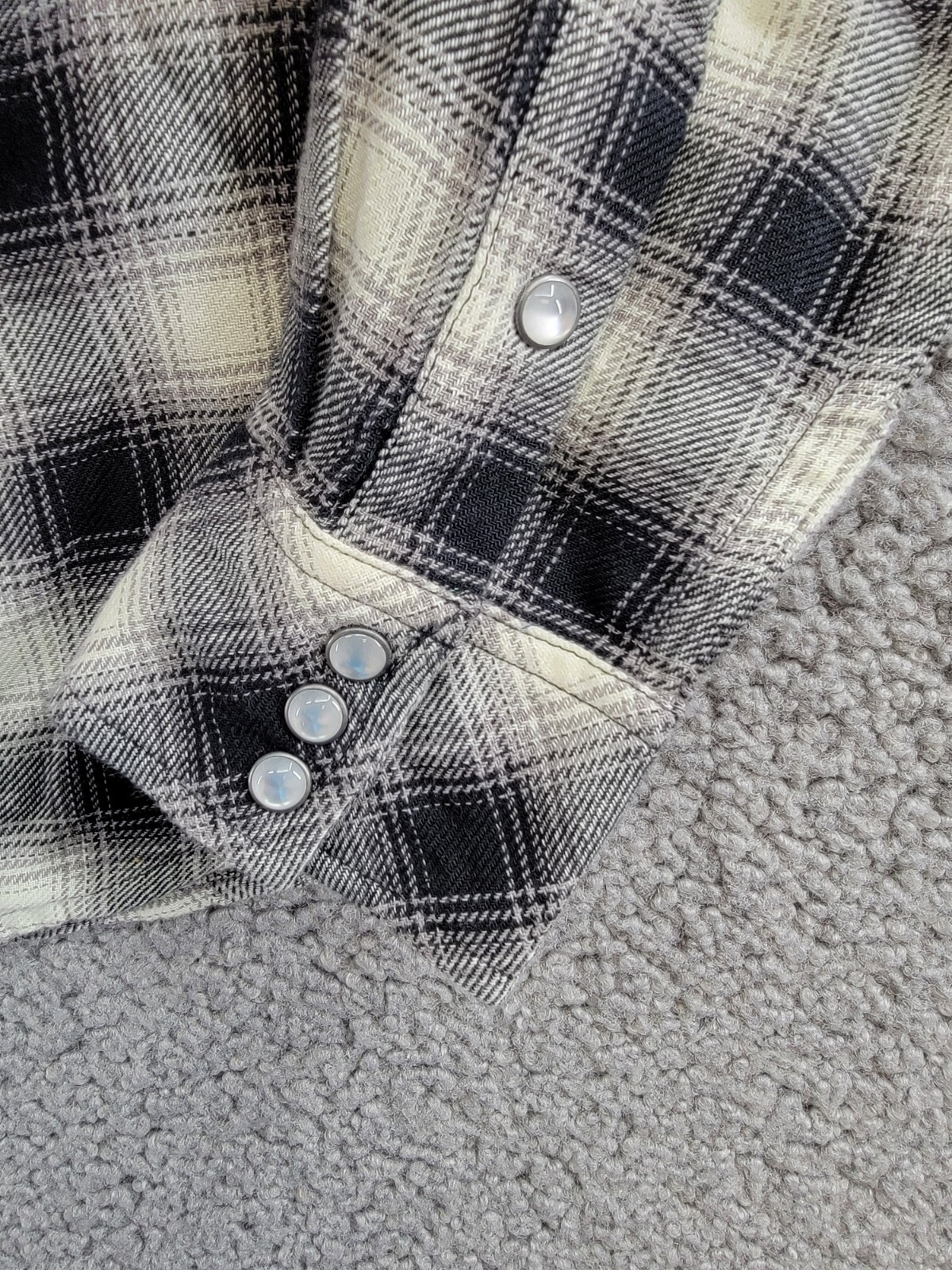 Polo Ralph Lauren Plaid Flannel Western Button Shirt Big Girls 10 Cream/Black - Picture 12 of 20