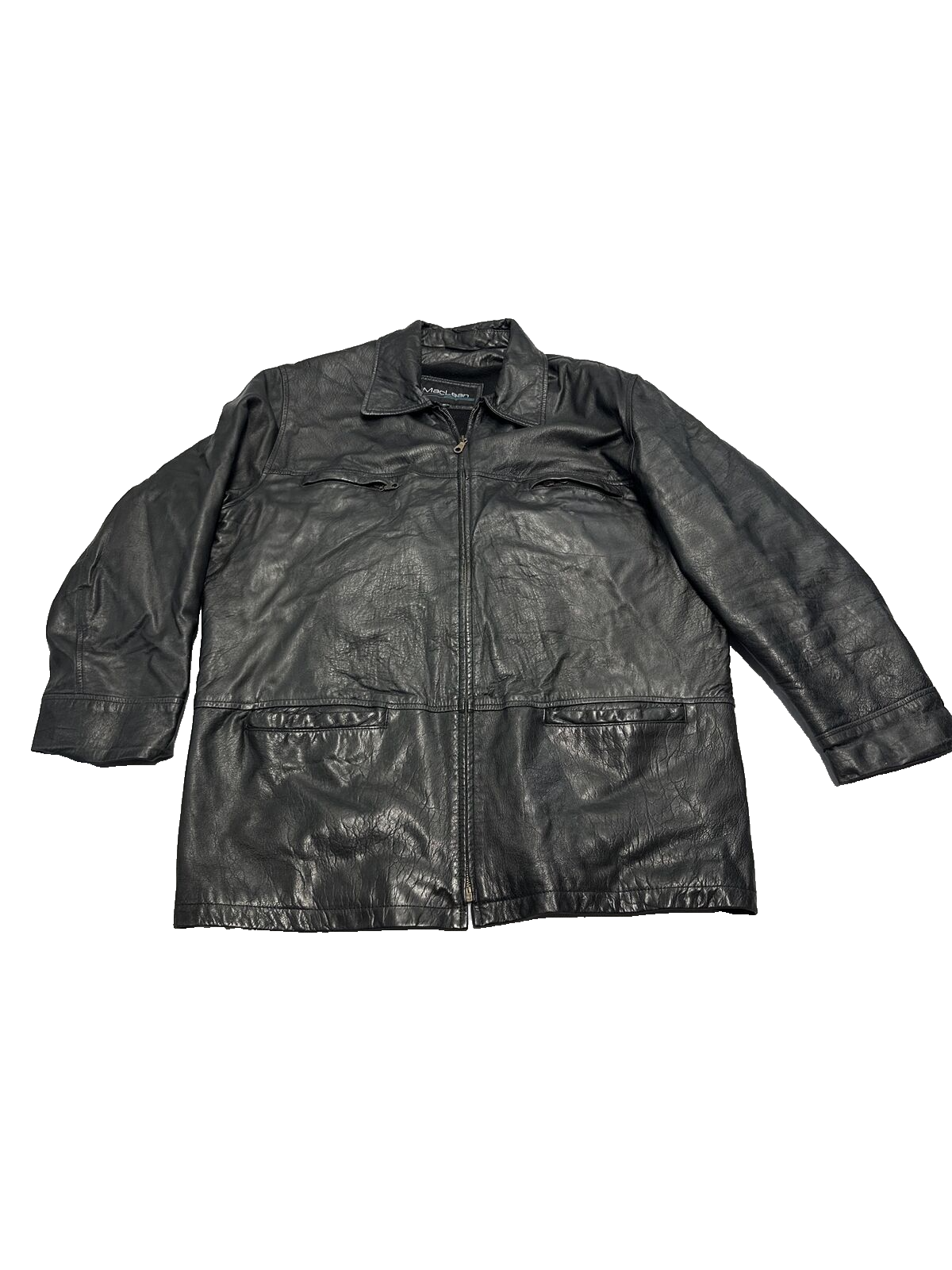 Vintage German Black Lamb Leather Jacket Sz 52/XL Bomber MacLean