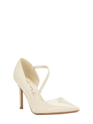 CALVIN KLEIN Womens Ivory D-Orsay Drama Toe Stiletto Slip On Pumps Shoes 8.5 M