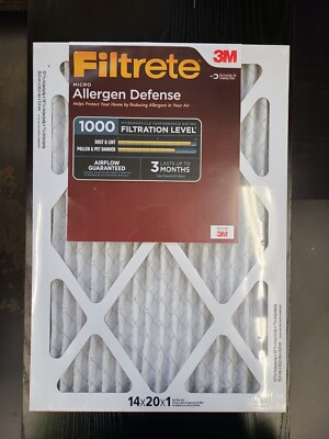 3M 14x20x1 1000 Micro Particle Rating Micro Allergen Defense 2 Pack