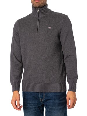 

Мужская повседневная трикотажная куртка с полумолнией GANT, серая, Grey