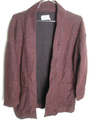 Marine Layer Birdseye Open Cardigan coat Sweater Robe XS Purple Black NWOT Plum