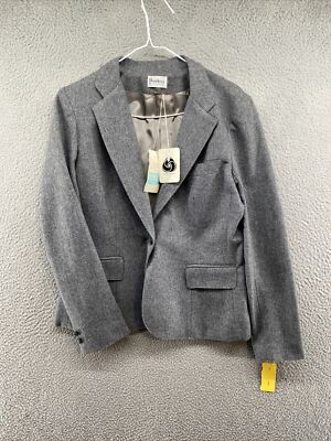 Vintage Peerless Of Boston Women's Wool Blazer Career Jacket Gray Size 12 NEW