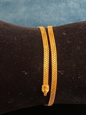 Pre-owned Jisha Vintage Unisex Dubai Handmade Chain Bracelet In 916 Stamped 22karat Yellow Gold