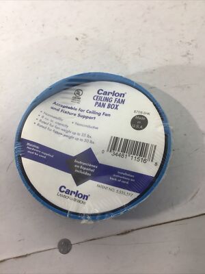 1 Carlon B708-SHK Round PVC 1 Gang Ceiling Fan Pan Blue 3/4''. Factory Sealed New