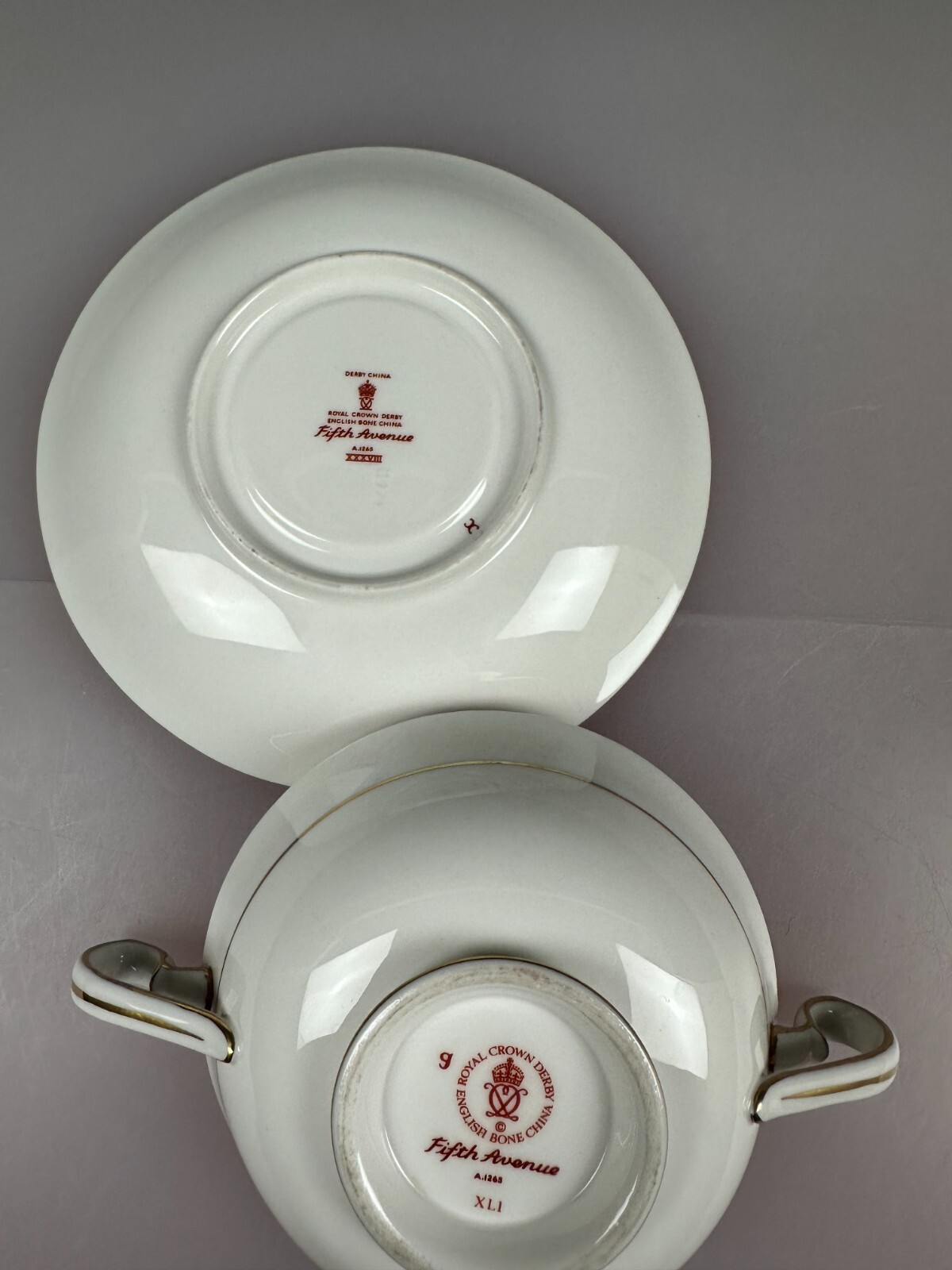 Royal Crown Derby Fifth Avenue Soup Coupe Bowl and Stand Saucer Set XLI 1978