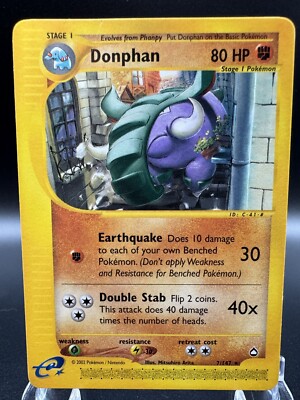Pokemon Donphan 7/147 Aquapolis Non-Holo Rare Card LP/NM!
