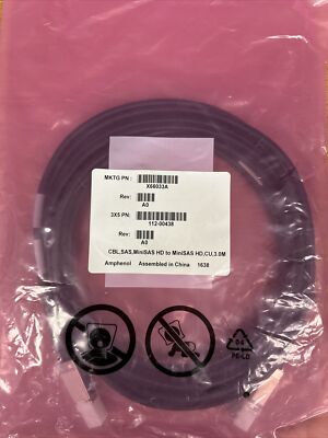 NETAPP X66033A MINI SAS HD TO HD 12GB- 3M CABLE - 112-00438+A0 Amphenol
